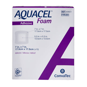Aquacel® Foam Dressing 7 X 7 Inch With Border Waterproof Film Backing Silicone Adhesive Square Sterile (802595_BX)