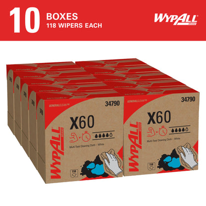 WypAll® General Clean X60 Task Wipe 1180 Sheets Pop-Up™ Box 9.1 X 165.8 Inch NonSterile Limited Reuse (1252415_BX)