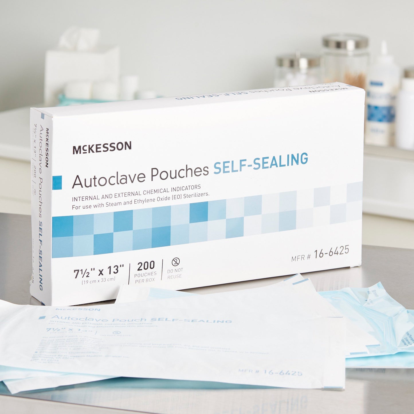 McKesson Sterilization Pouch Ethylene Oxide (EO) Gas / Steam 7-1/2 X 13 Inch Transparent Blue / White Self Seal Paper / Film (960945_BX)