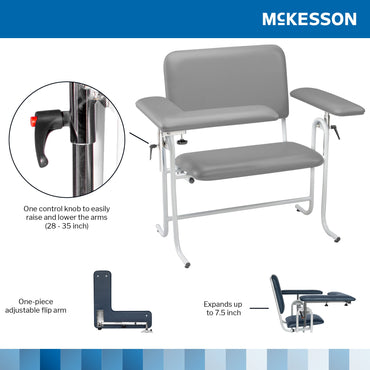 McKesson Blood Drawing Chair 1 Fixed Armrest, 1 Flip Up Armrest Gray (485313_EA)