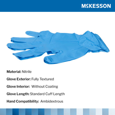 McKesson Confiderm® 6.8C Exam Glove X-Large NonSterile Nitrile Standard Cuff Length Fully Textured Blue Chemo Tested / Fentanyl Tested (1225752_CS)