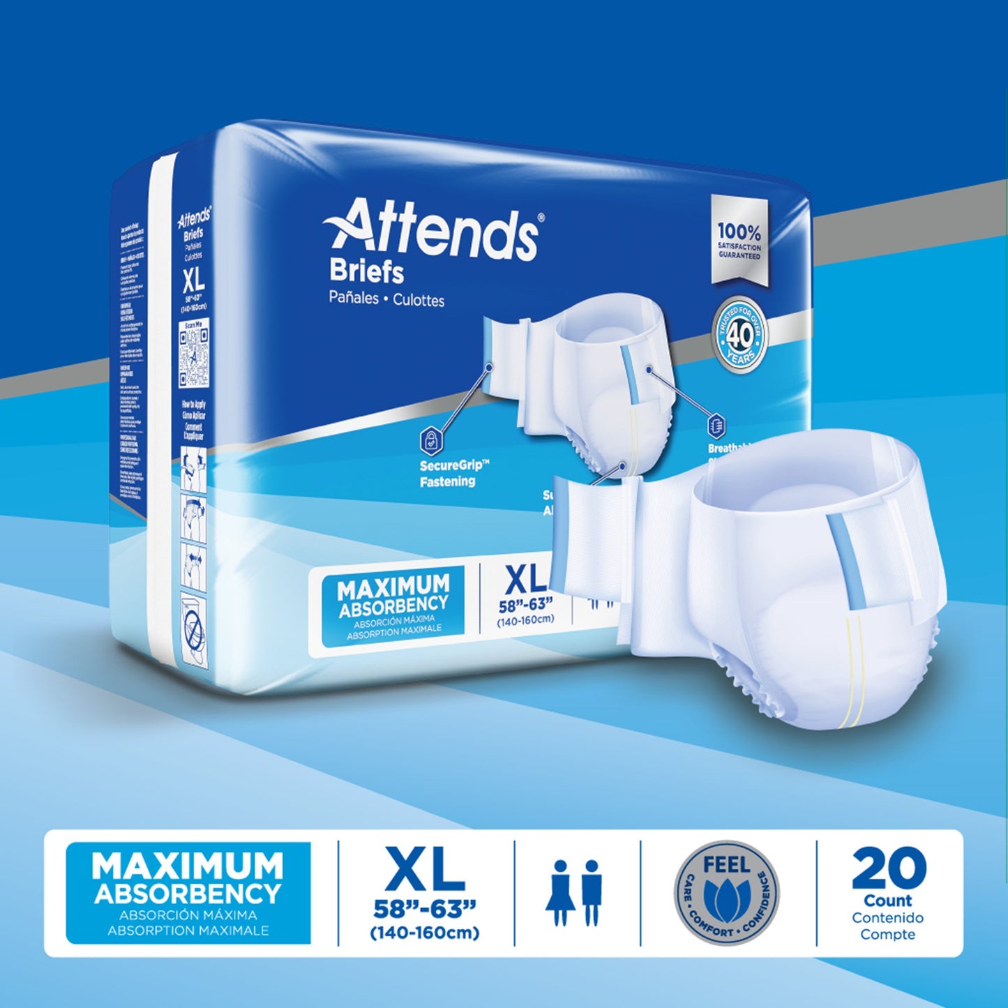 Attends® Unisex Incontinence Brief X-Large Disposable Heavy Absorbency (959160_BG)