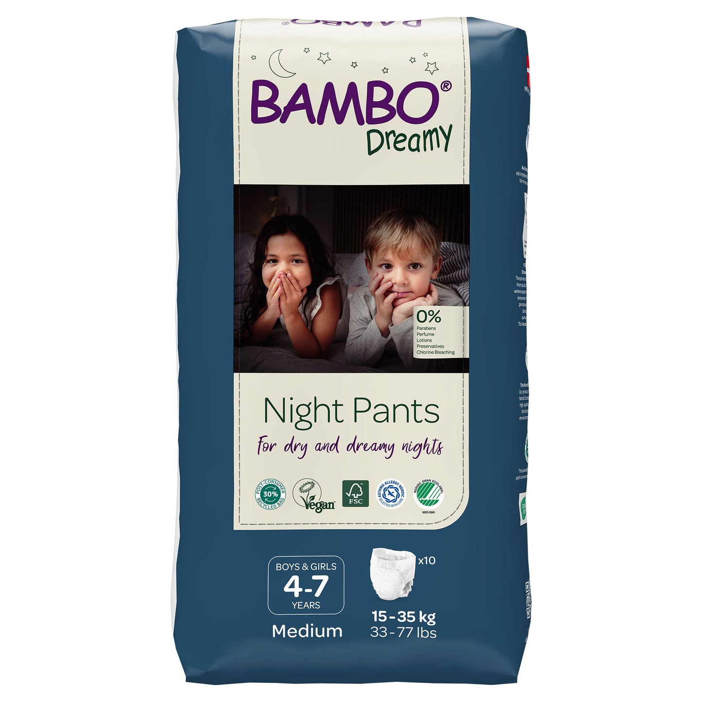 Bambo® Dreamy Night Pant Unisex Youth Training Pants Pull On with Tear Away Seams Size 4 to 7 Years Disposable Heavy Absorbency (1255464_PK)