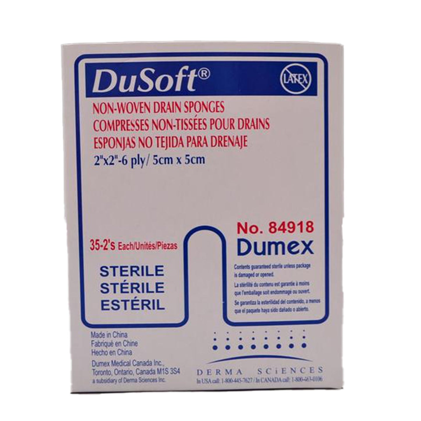 DuSoft® I.V. Sponge 2 X 2 Inch 6-Ply Sterile 2 per Pack (645800_CS)