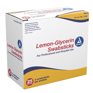 Dynarex® Lemon Glycerin Swabstick Foam Tip 3 per Pack (530231_PK)