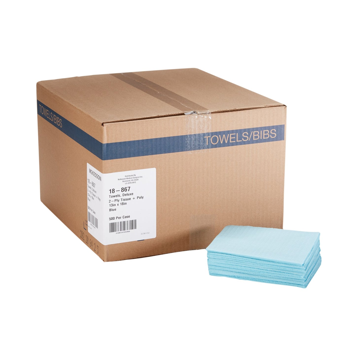 McKesson Procedure Towel 13 W X 18 L Inch Blue NonSterile (164752_CS)