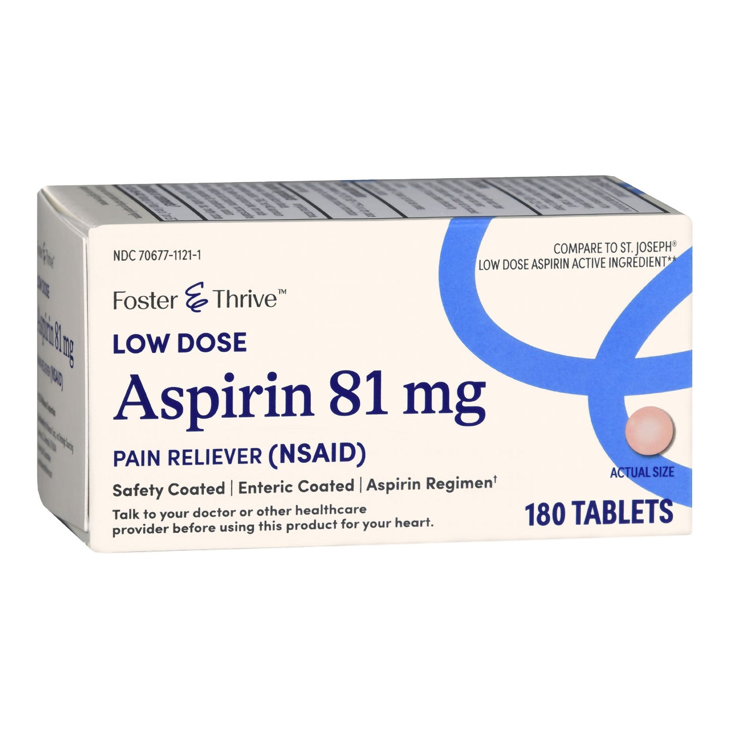 Foster & Thrive™ Pain Relief 81 mg Strength Aspirin Tablet 180 per Bottle (1238965_BT)