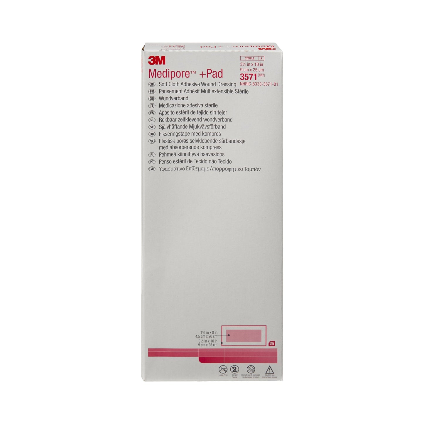 3M™ Medipore™ Composite Dressing 3-1/2 X 10 Inch Rectangle Sterile Nonwoven Backing (324096_CS)