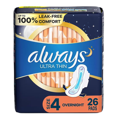 Always® Ultra Thin Feminine Pad Overnight / With Wings Heavy Absorbency (1232985_CS)