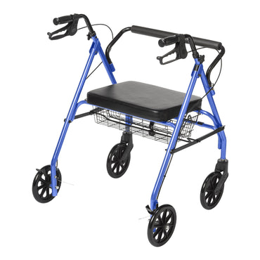 McKesson Bariatric 4 Wheel Rollator Blue Adjustable Height / Folding Steel Frame (1205411_CS)