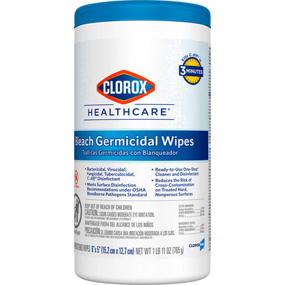 Clorox Healthcare® Surface Disinfectant Cleaner Premoistened Bleach Germicidal Manual Pull Wipe 150 Count Canister Floral Scent NonSterile (726380_PK)