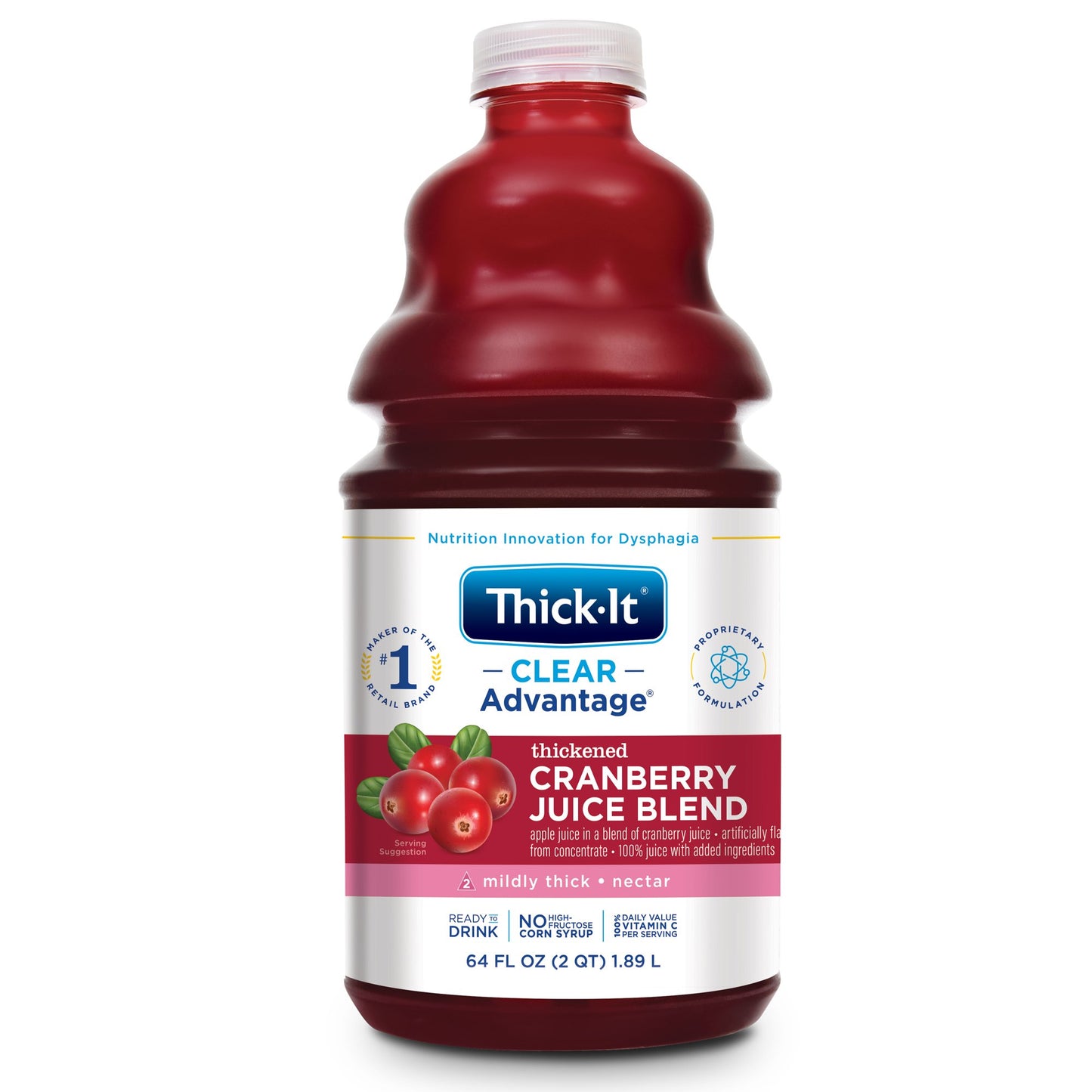 Thick-It® Clear Advantage® Thickened Beverage 64 oz. Bottle Cranberry Flavor Liquid IDDSI Level 2 Mildly Thick (742229_CS)