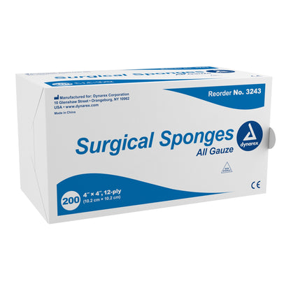 Dynarex® Gauze Sponge 4 X 4 Inch 12-Ply NonSterile 200 per Pack (575162_PK)
