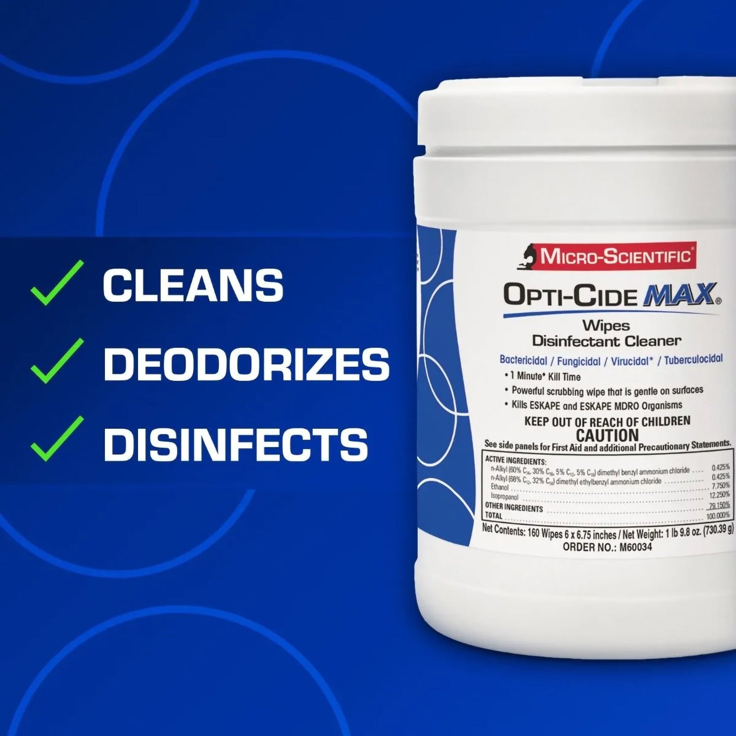 Opti-Cide® Max Surface Disinfectant Cleaner Premoistened Alcohol Based Manual Pull Wipe 160 Count Canister Alcohol Scent NonSterile (1100339_CS)