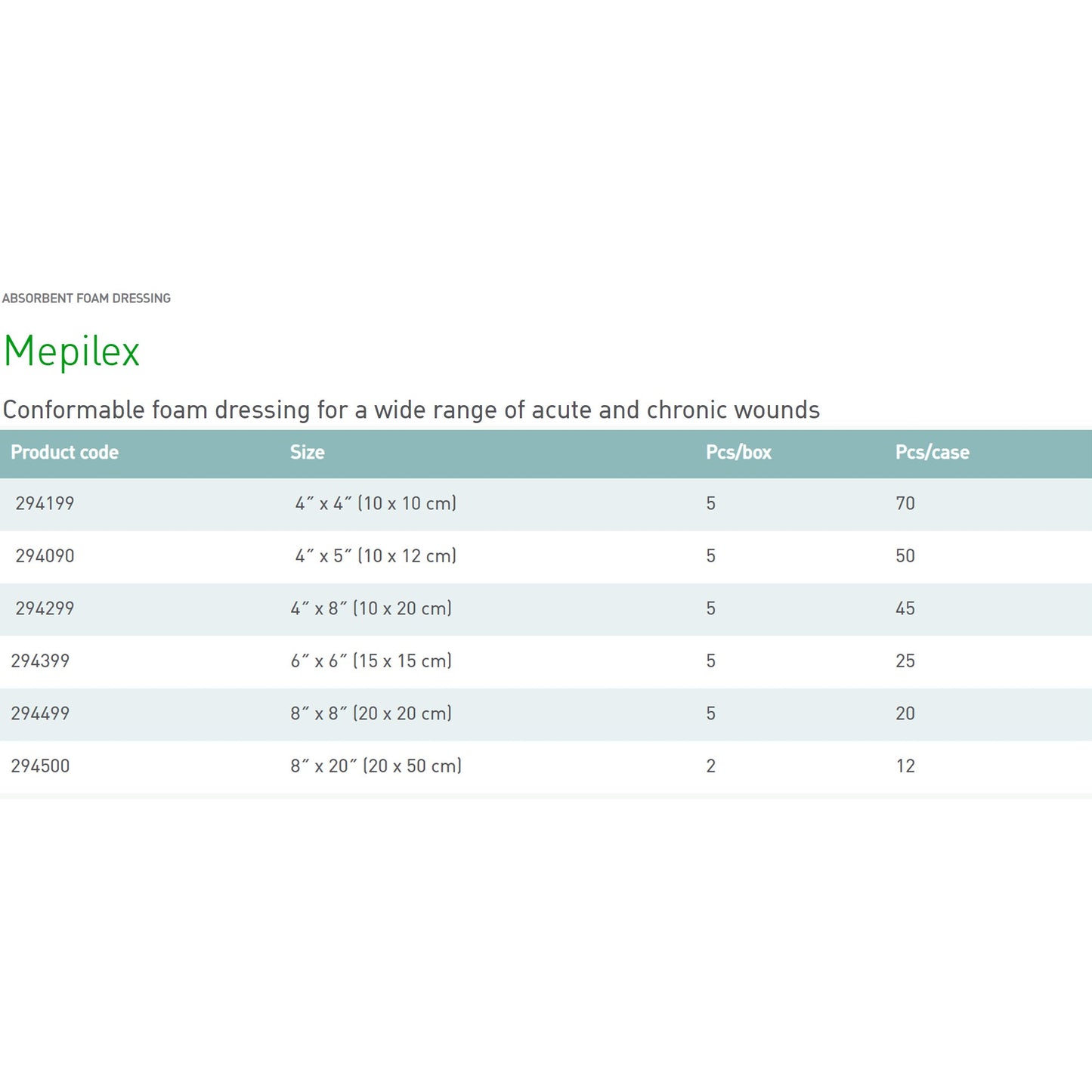 Mepilex® Foam Dressing 6 X 6 Inch Without Border Film Backing Silicone Adhesive Square Sterile (712211_EA)