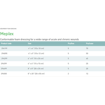 Mepilex® Foam Dressing 6 X 6 Inch Without Border Film Backing Silicone Adhesive Square Sterile (712211_EA)