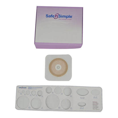 Safe N Simple Ostomy Barrier Trim to Fit, Standard Wear Adhesive Tape Collar 70 mm Flange Up to 2-1/4 Inch Opening 5 X 5 Inch (1244000_CS)