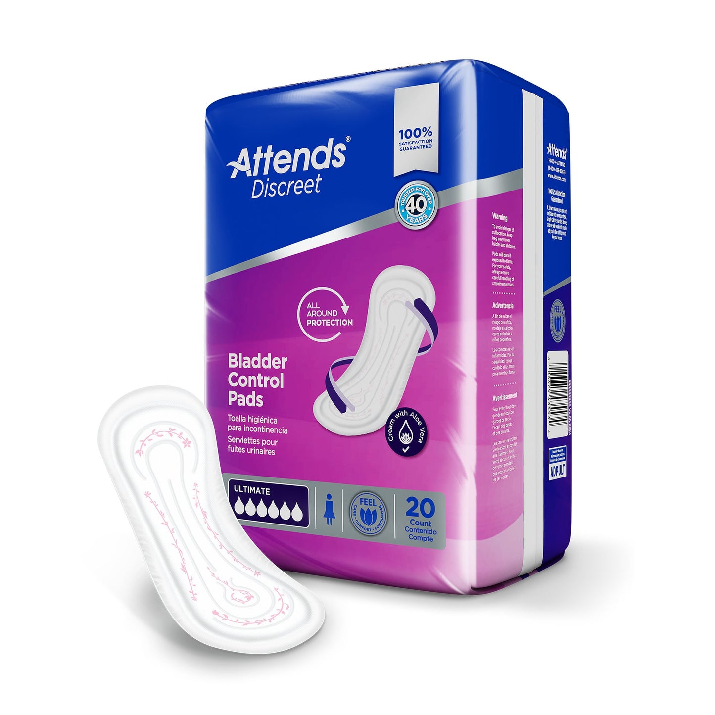 Attends® Discreet Bladder Control Pad 15 Inch Length Heavy Absorbency Polymer Core One Size Fits Most (1039115_CS)