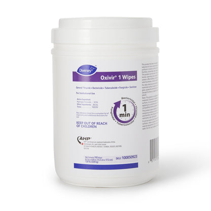 Diversey™ Oxivir® 1 Surface Disinfectant Cleaner Premoistened Hydrogen Peroxide Based Manual Pull Wipe 160 Count Canister Scented NonSterile (1048121_CS)