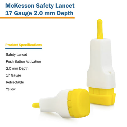 McKesson Safety Lancet 1.5 mm Blade Retractable Push Button Activation Finger (1217989_CS)