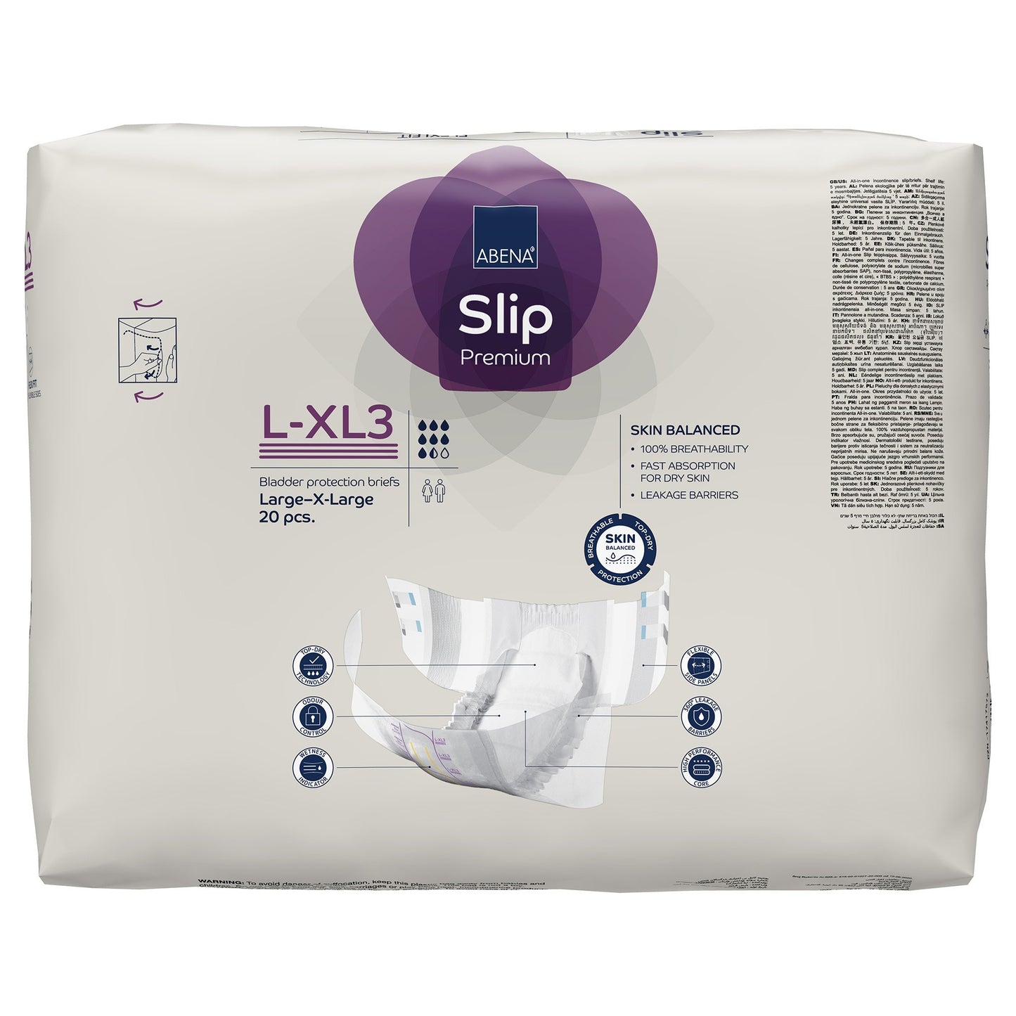 Abena Slip Flexi Fit Unisex Adult Incontinence Brief Large / X-Large Disposable Heavy Absorbency (1246195_CS)