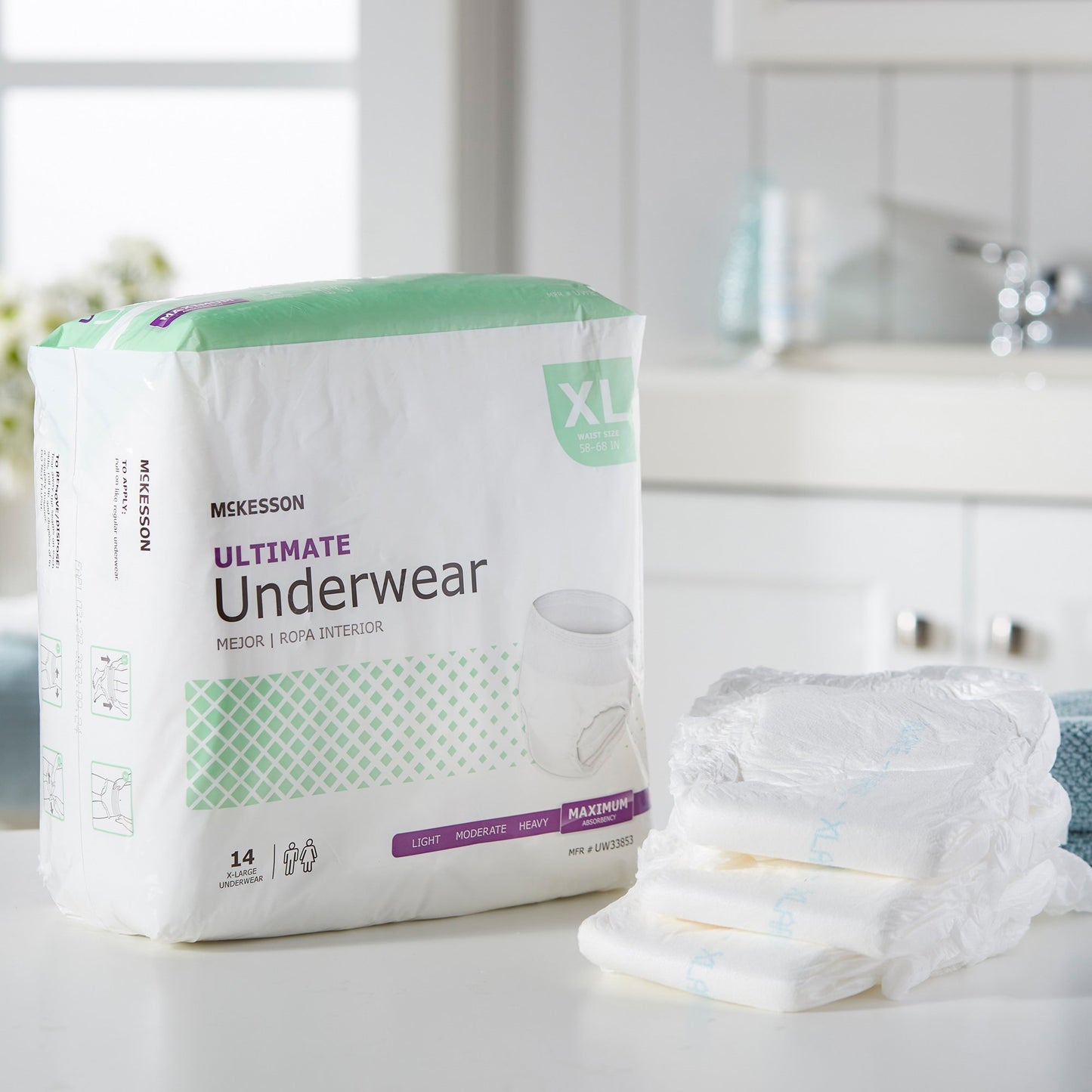 McKesson Unisex Adult Absorbent Underwear Pull On with Tear Away Seams X-Large Disposable Heavy Absorbency (1123837_BG)