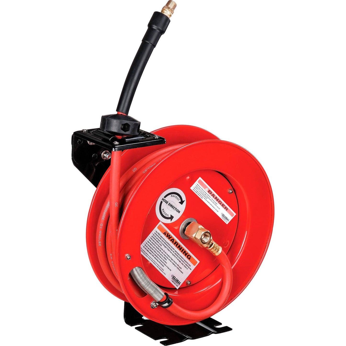 Global Industrial Spring Retractable Steel Hose Reel w/ 3/8" x 25'L Hose, 300 PSI (WB534172)