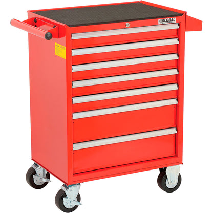 Global Industrial 26-3/8" x 18-1/8" x 37-13/16" 7 Drawer Red Roller Cabinet (WB535363)
