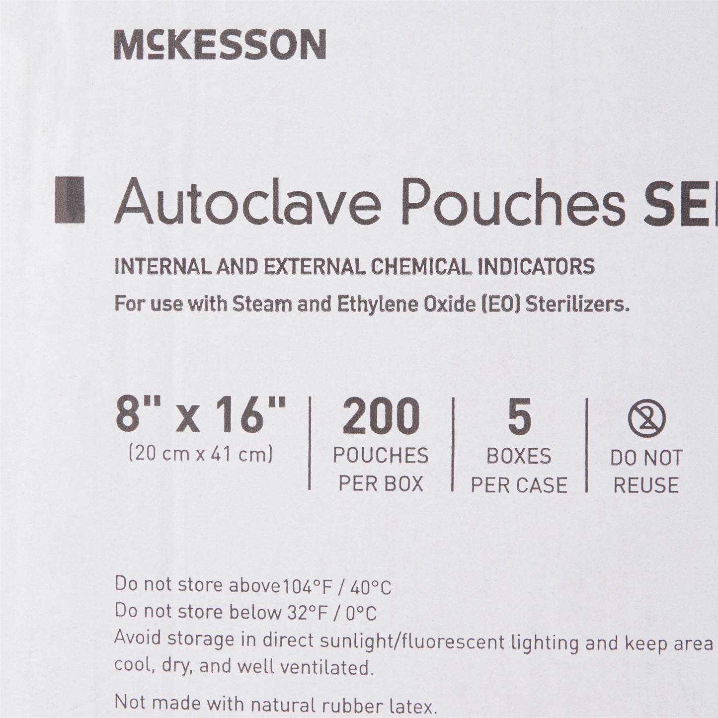 McKesson Sterilization Pouch Ethylene Oxide (EO) Gas / Steam 8 X 16 Inch Transparent Blue / White Self Seal Paper / Film (960946_CS)