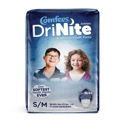 Comfees® DriNite® Juniors Unisex Youth Absorbent Underwear Pull On with Tear Away Seams Small / Medium Disposable Heavy Absorbency (1150965_BG)