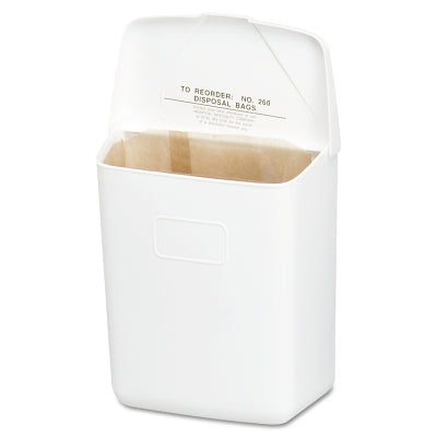 Hospeco Wall Mount Sanitary Napkin Receptacle-ABS, Plastic, 1gal, White (859-250201W)