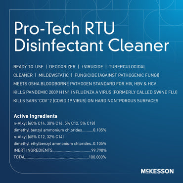 McKesson Pro-Tech Surface Disinfectant Cleaner Quaternary Based J-Fill® Dispensing Systems Liquid 1 gal. Jug Floral Scent NonSterile (484483_EA)