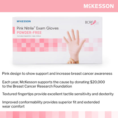 McKesson Pink Nitrile® Exam Glove X-Large NonSterile Nitrile Standard Cuff Length Textured Fingertips Pink Not Rated (1065404_CS)