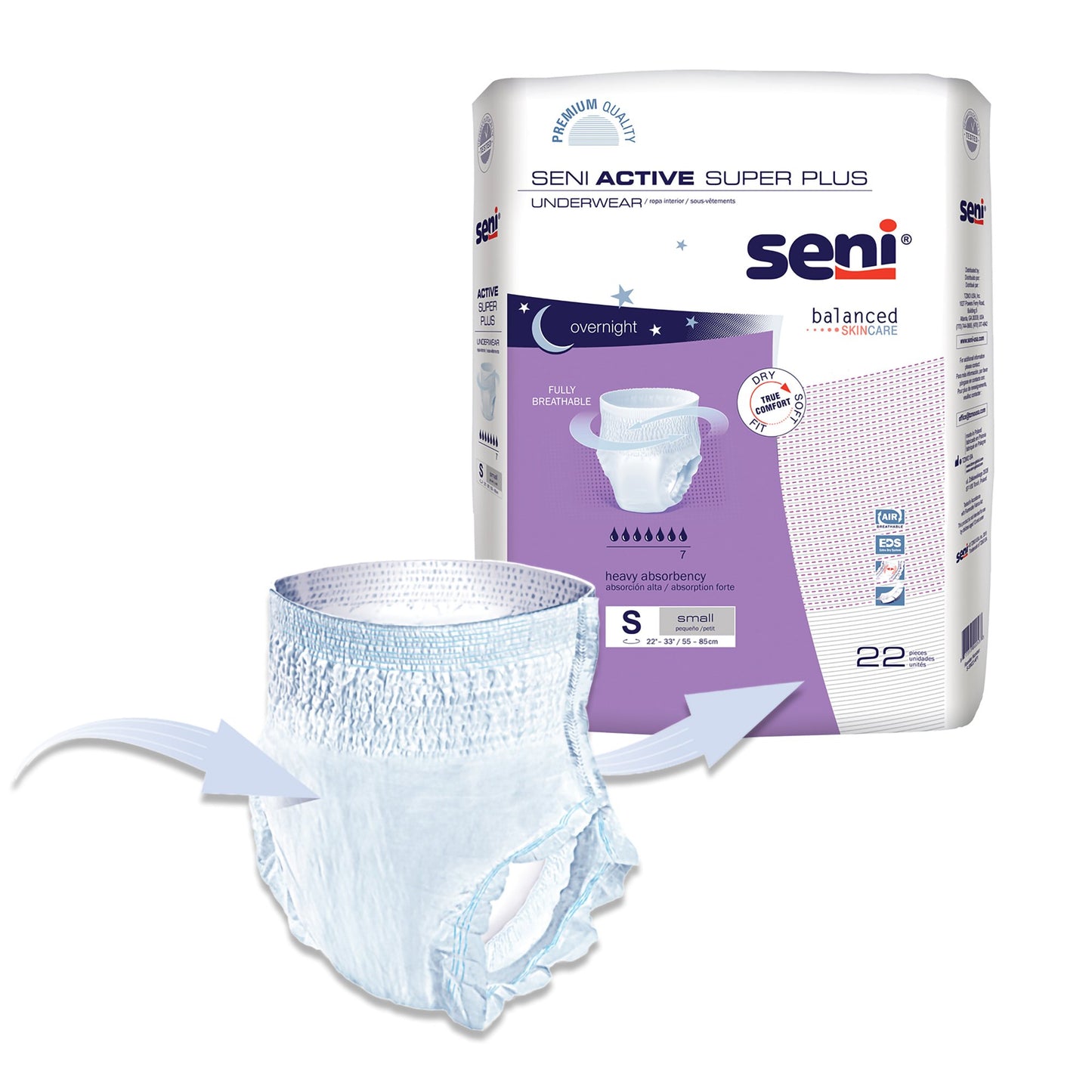 Seni® Active Super Plus Unisex Adult Absorbent Underwear Pull On with Tear Away Seams Small Disposable Heavy Absorbency (1163860_PK)