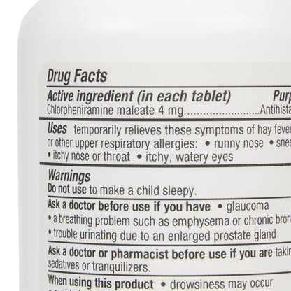 McKesson Brand Allergy Relief 4 mg Strength Tablet 100 per Bottle (880391_BT)