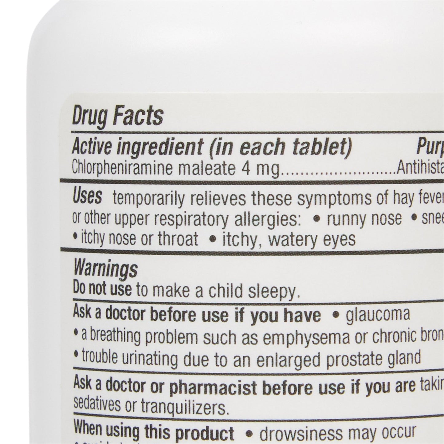McKesson Brand Allergy Relief 4 mg Strength Tablet 100 per Bottle (880391_CS)
