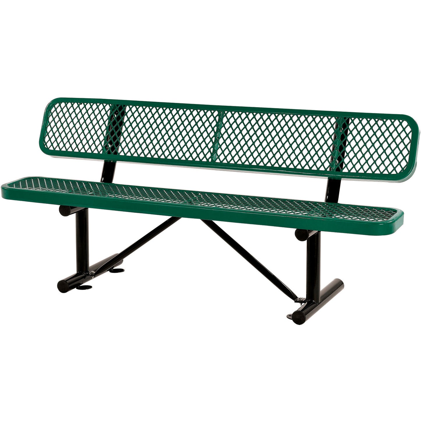 Global Industrial 6' Outdoor Steel Bench w/ Backrest, Expanded Metal, Green (WB277154GN)