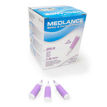 Medlance® Safety Lancet 25 Gauge Safety Puncture Control Push Button Activation Finger (874659_BX)