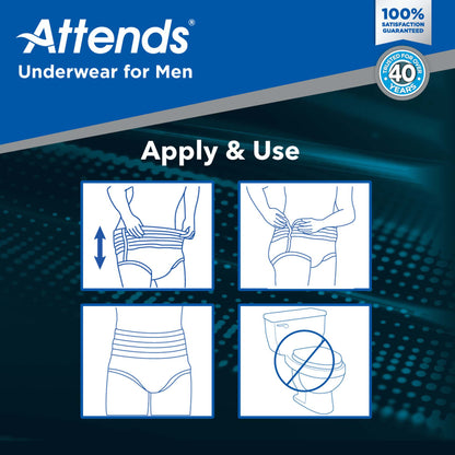 Attends® For Men Male Adult Absorbent Underwear Pull On with Tear Away Seams Small / Medium Disposable Heavy Absorbency (1039113_BG)