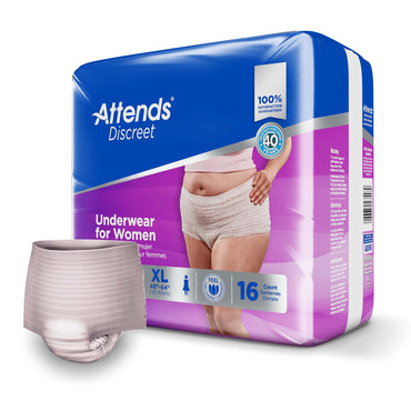 Attends® Discreet Female Adult Absorbent Underwear Pull On with Tear Away Seams X-Large Disposable Heavy Absorbency (1039112_CS)