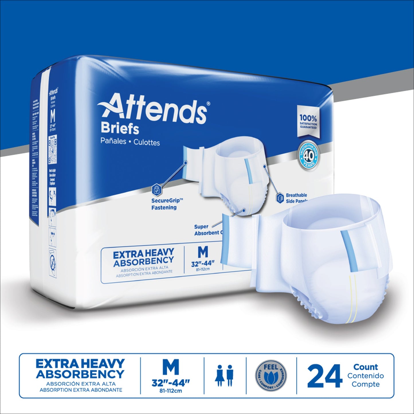 Attends® Care Advanced Unisex Adult Incontinence Brief Medium Disposable Heavy Absorbency (955307_CS)