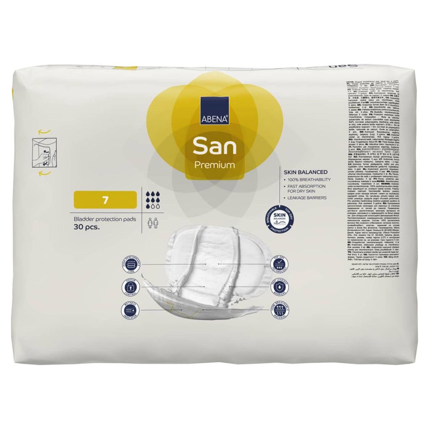 Abena® San Premium Incontinence Liner 14.1 X 24.8 Inch Heavy Absorbency Fluff / Polymer Core Size 7 (1218219_PK)