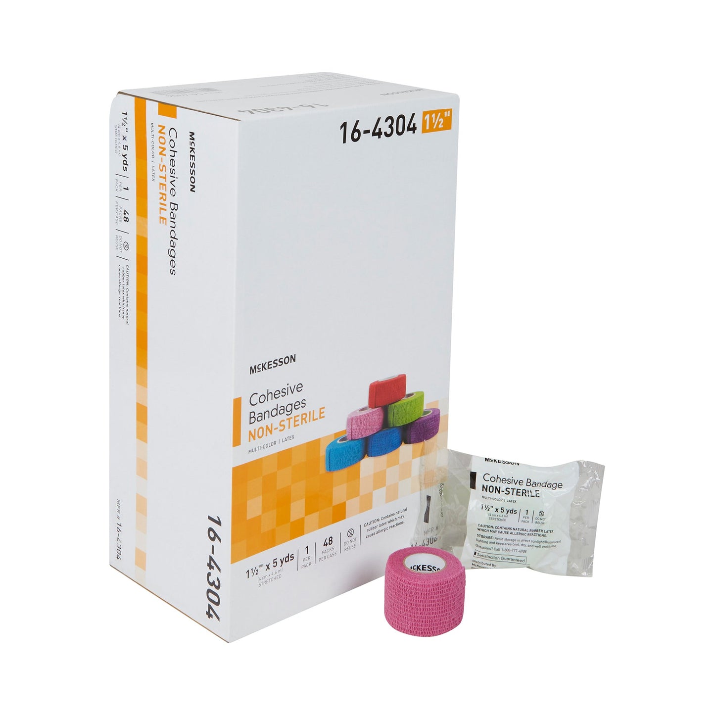 McKesson Cohesive Bandage 1-1/2 Inch X 5 Yard Self-adherent Closure Purple / Pink / Green / Light Blue / Royal Blue / Red NonSterile Standard Compression (987335_CS)