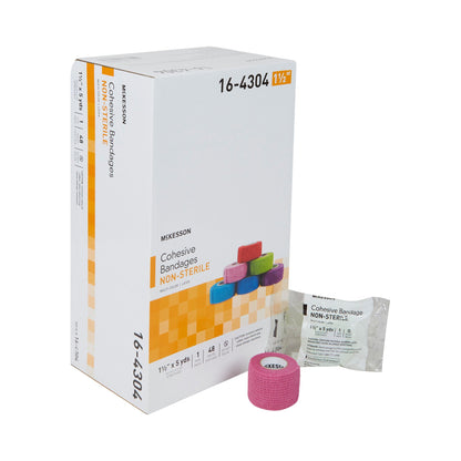 McKesson Cohesive Bandage 1-1/2 Inch X 5 Yard Self-adherent Closure Purple / Pink / Green / Light Blue / Royal Blue / Red NonSterile Standard Compression (987335_CS)