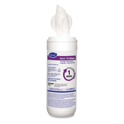 Diversey™ Oxivir® Tb Surface Disinfectant Cleaner Premoistened Hydrogen Peroxide Based Manual Pull Wipe 60 Count Canister Unscented NonSterile (880425_CS)