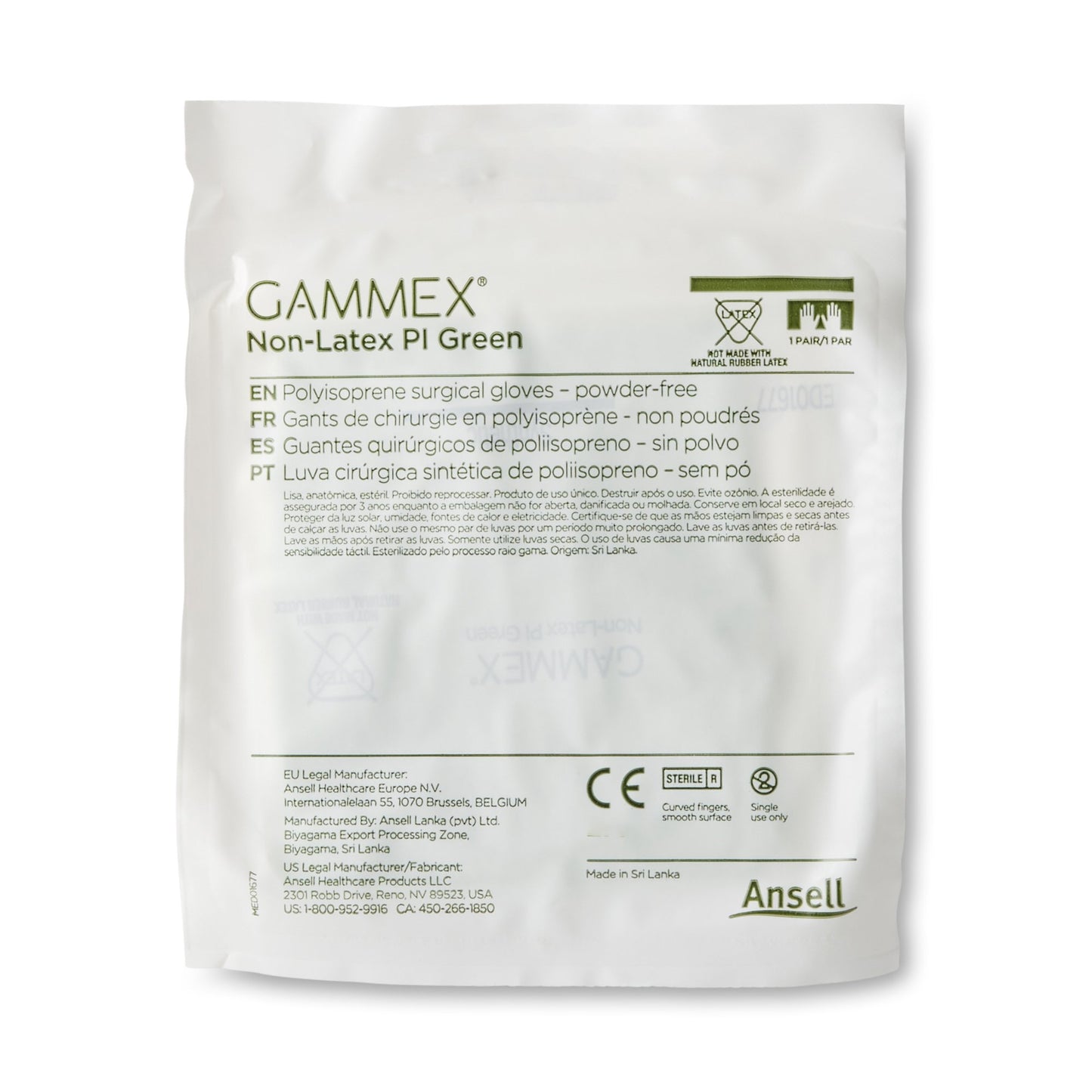 GAMMEX® Non-Latex PI Green Surgical Glove Size 8.5 Sterile Polyisoprene Standard Cuff Length Micro-Textured Light Green Chemo Tested (648146_BX)
