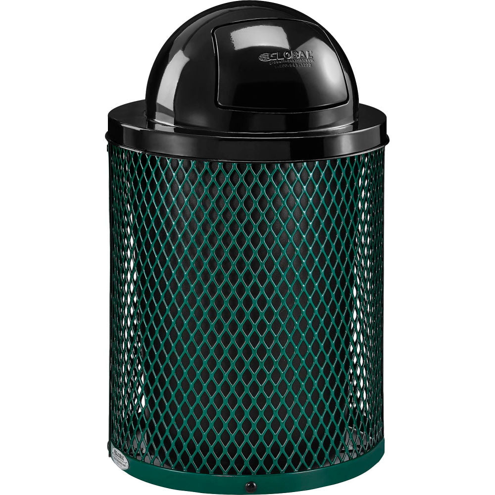 Global Industrial Outdoor Steel Diamond Trash Can With Dome Lid, 36 Gallon, Green (WB261948GN)
