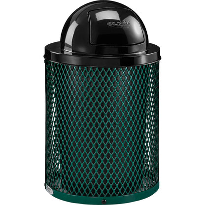 Global Industrial Outdoor Steel Diamond Trash Can With Dome Lid, 36 Gallon, Green (WB261948GN)