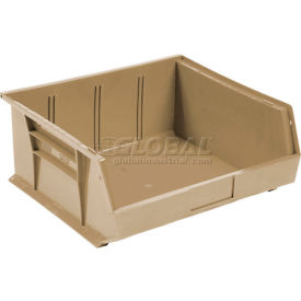 Global Industrial Plastic Hang & Stack Bin, 10-7/8"L x 11"W x 5"H, Beige (WB269685BG)