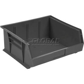 Global Industrial Plastic Hang & Stack Bin, 10-7/8"L x 11"W x 5"H, Black (WB269685BK)